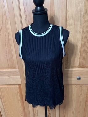 Rebecca Elliott Black Lace Sleeveless Tank Top Size Medium